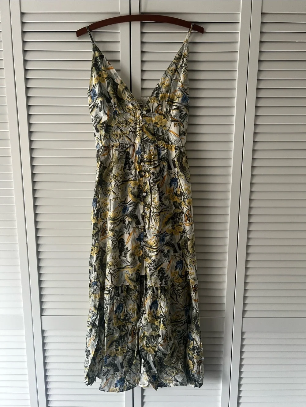 Abercrombie & Fitch Linen-Blend Button-Through Tropical Maxi